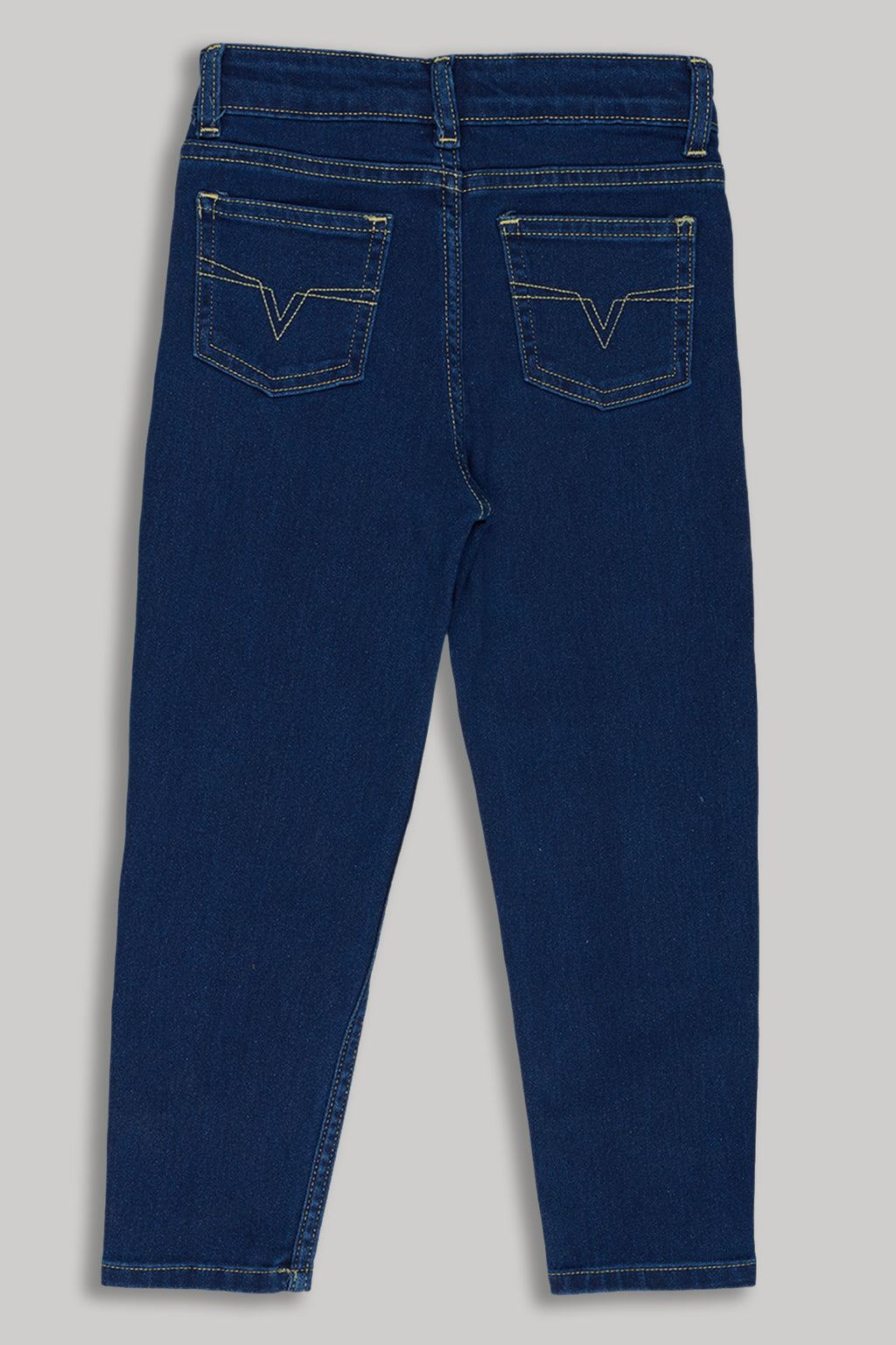 Navy Solid Regular Fit Jeans for Girls - Image 2