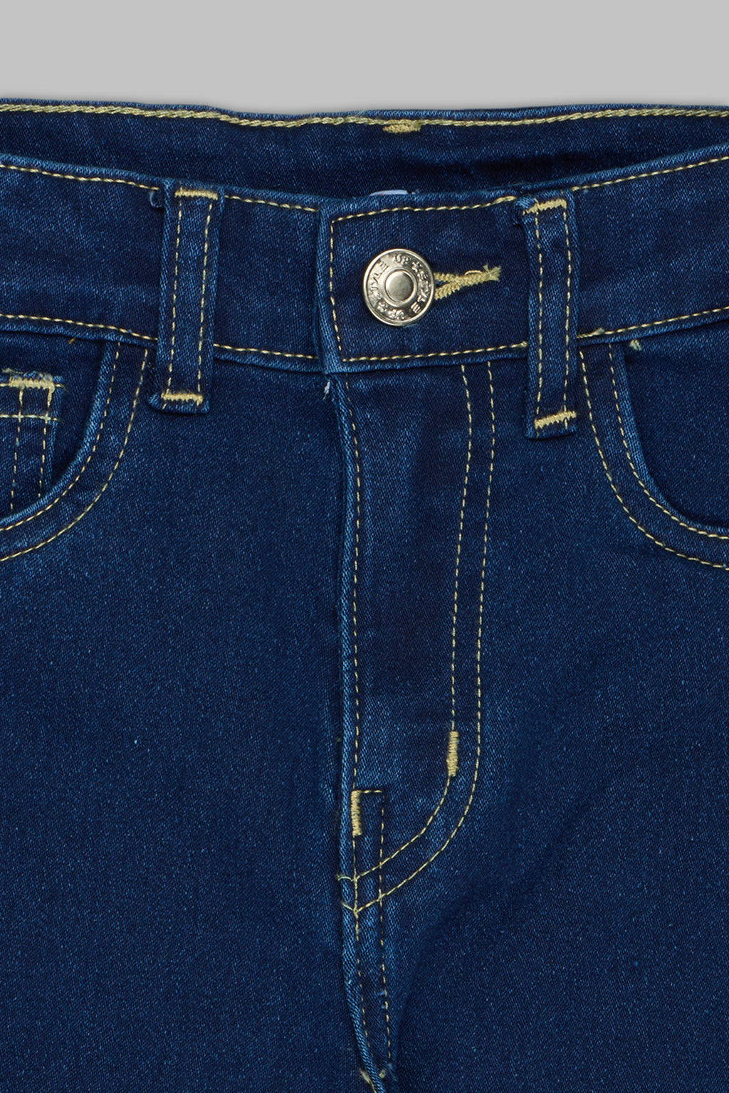Navy Solid Regular Fit Jeans for Girls - Image 3