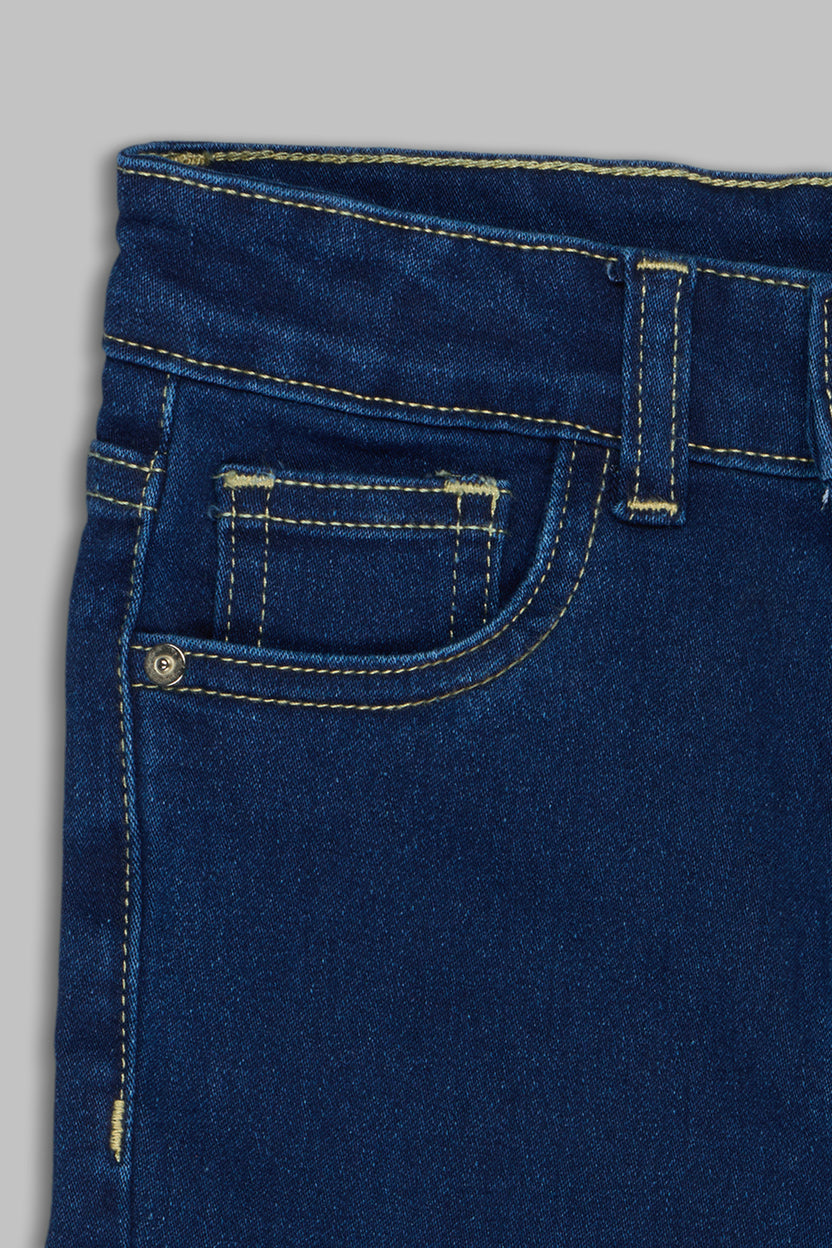 Navy Solid Regular Fit Jeans for Girls - Image 4