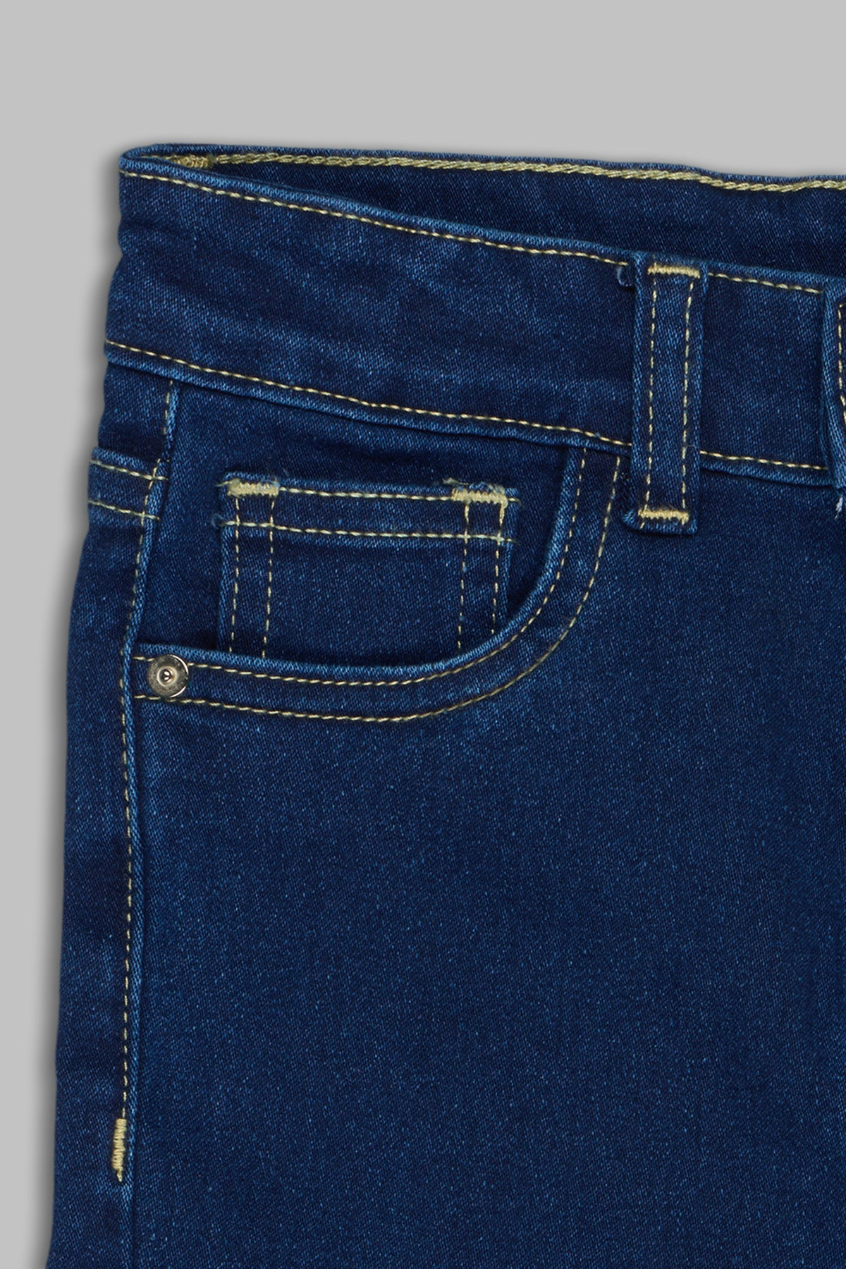 Navy Solid Regular Fit Jeans for Girls - Image 4