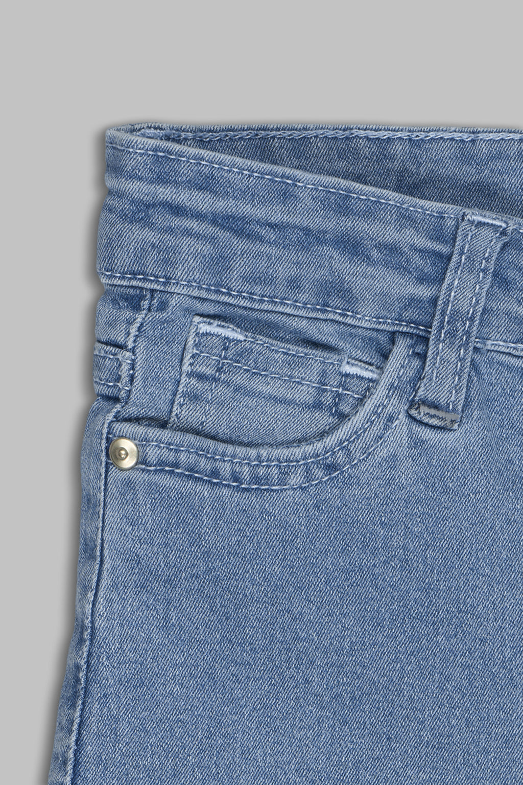 Light Blue Solid Regular Fit Jeans for Girls - Image 4