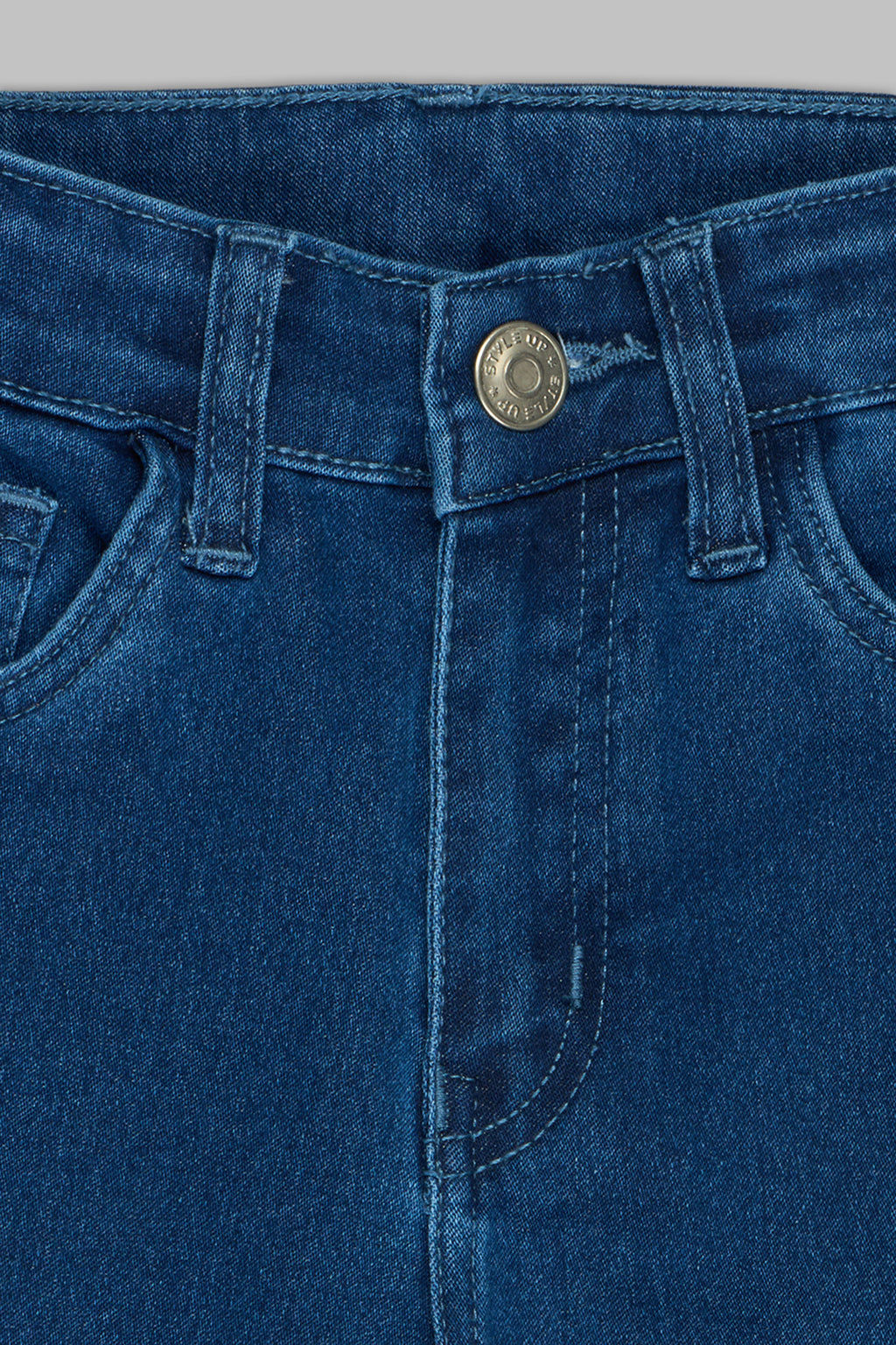 Navy Solid Regular Fit Jeans for Girls - Image 3