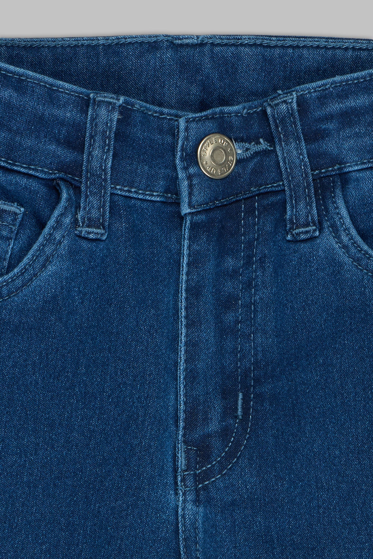 Navy Solid Regular Fit Jeans for Girls - Image 3
