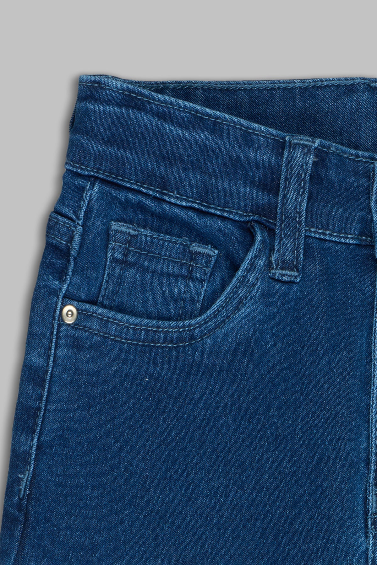 Navy Solid Regular Fit Jeans for Girls - Image 4