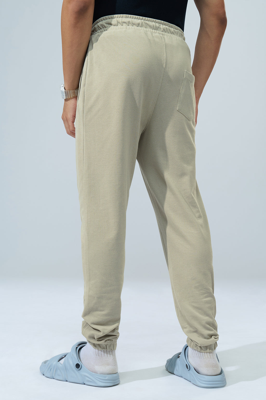Light Grey Solid Regular Fit Joggers for Men - Image 5
