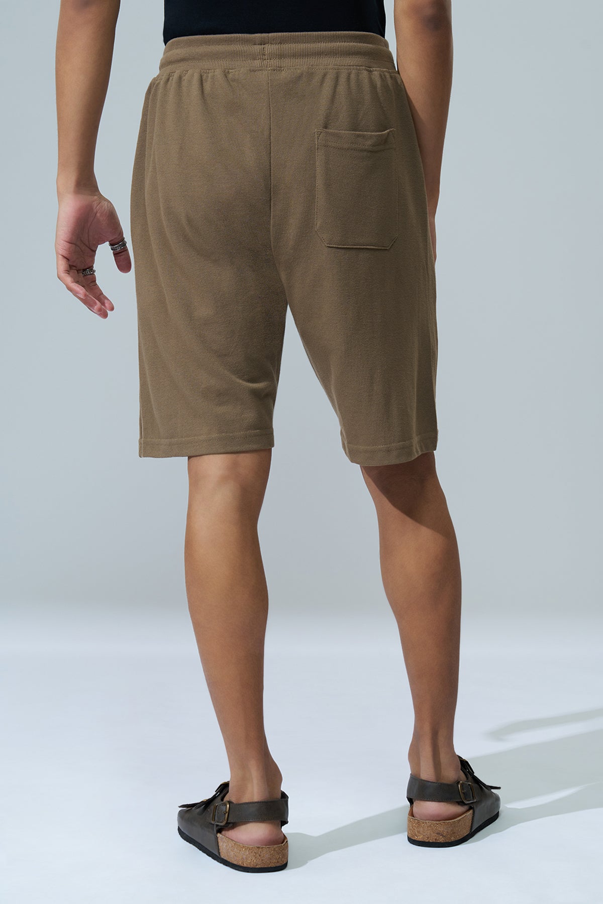 Beige Solid Regular Fit Shorts for Men - Image 5