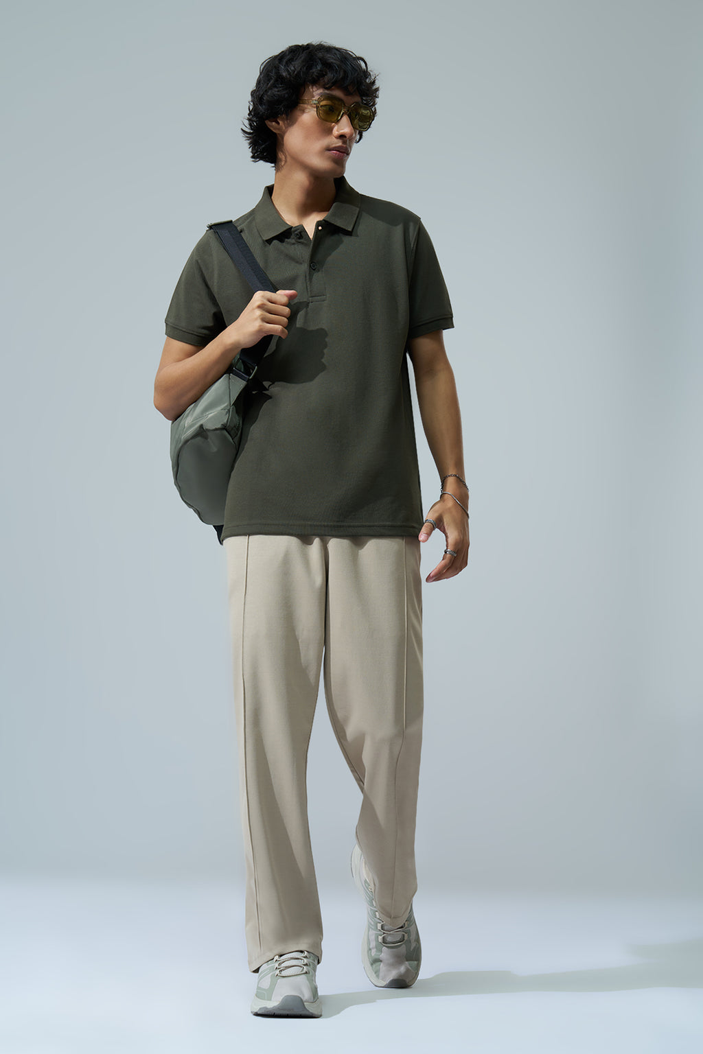Olive Solid Regular Fit Polo T-Shirt for Men - Image 6