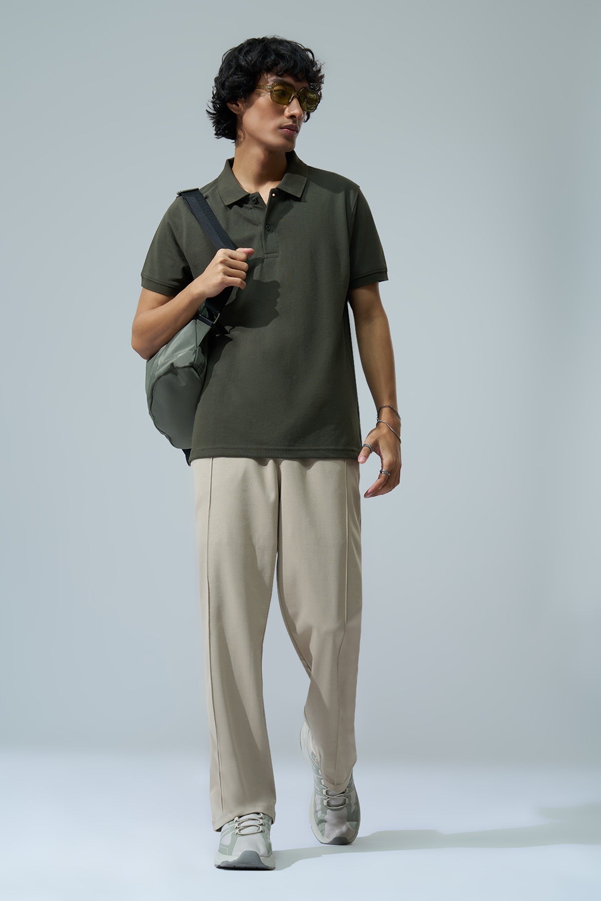 Olive Solid Regular Fit Polo T-Shirt for Men - Image 6