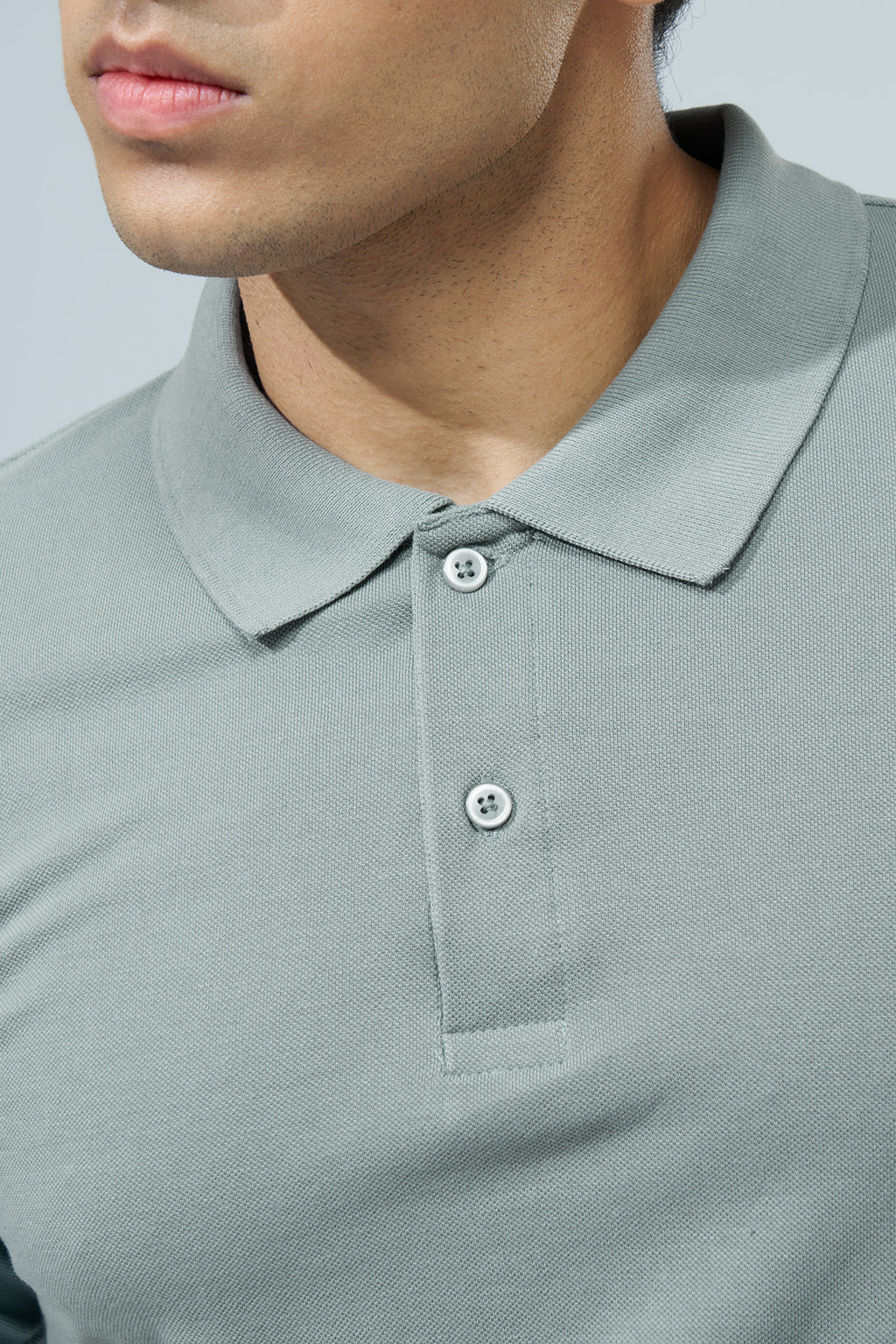 Light Green Solid Regular Fit Polo T-Shirt for Men - Image 3
