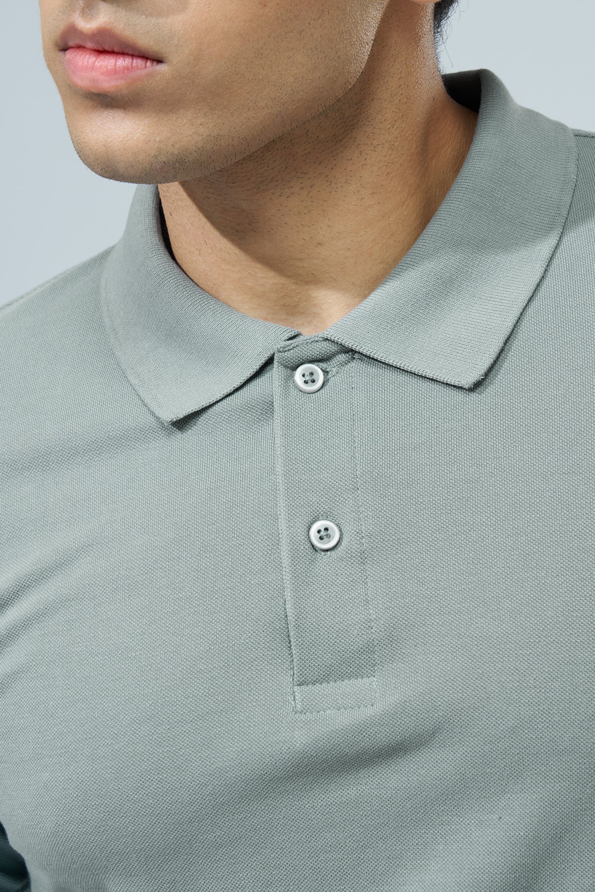 Light Green Solid Regular Fit Polo T-Shirt for Men - Image 3
