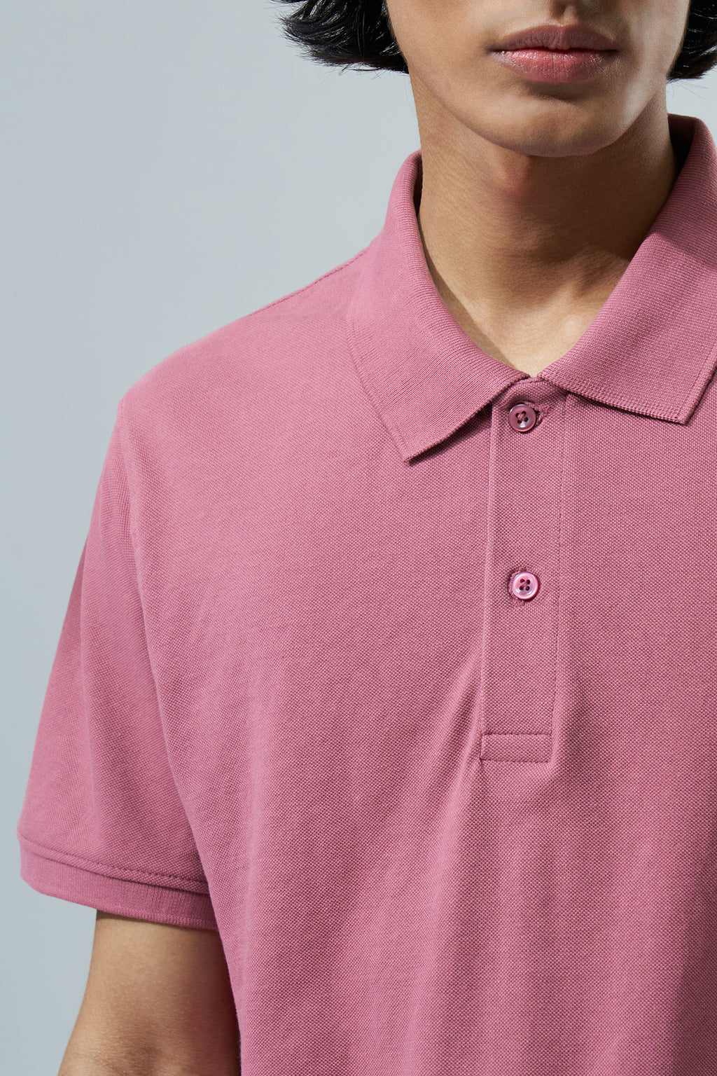 Mauve Solid Regular Fit Polo T-Shirt for Men - Image 3