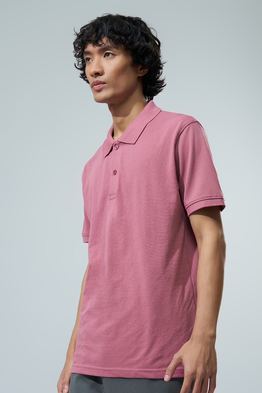 Mauve Solid Regular Fit Polo T-Shirt for Men - Image 4