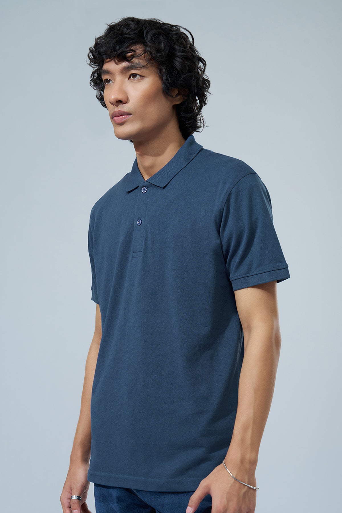 Teal Solid Essential Polo T-Shirt for Men - Image 4