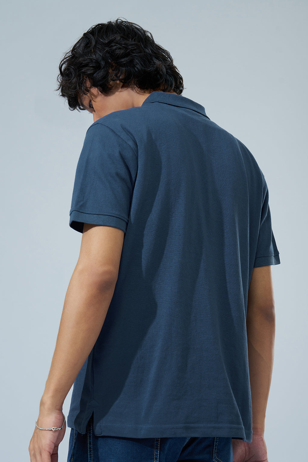 Teal Solid Essential Polo T-Shirt for Men - Image 5
