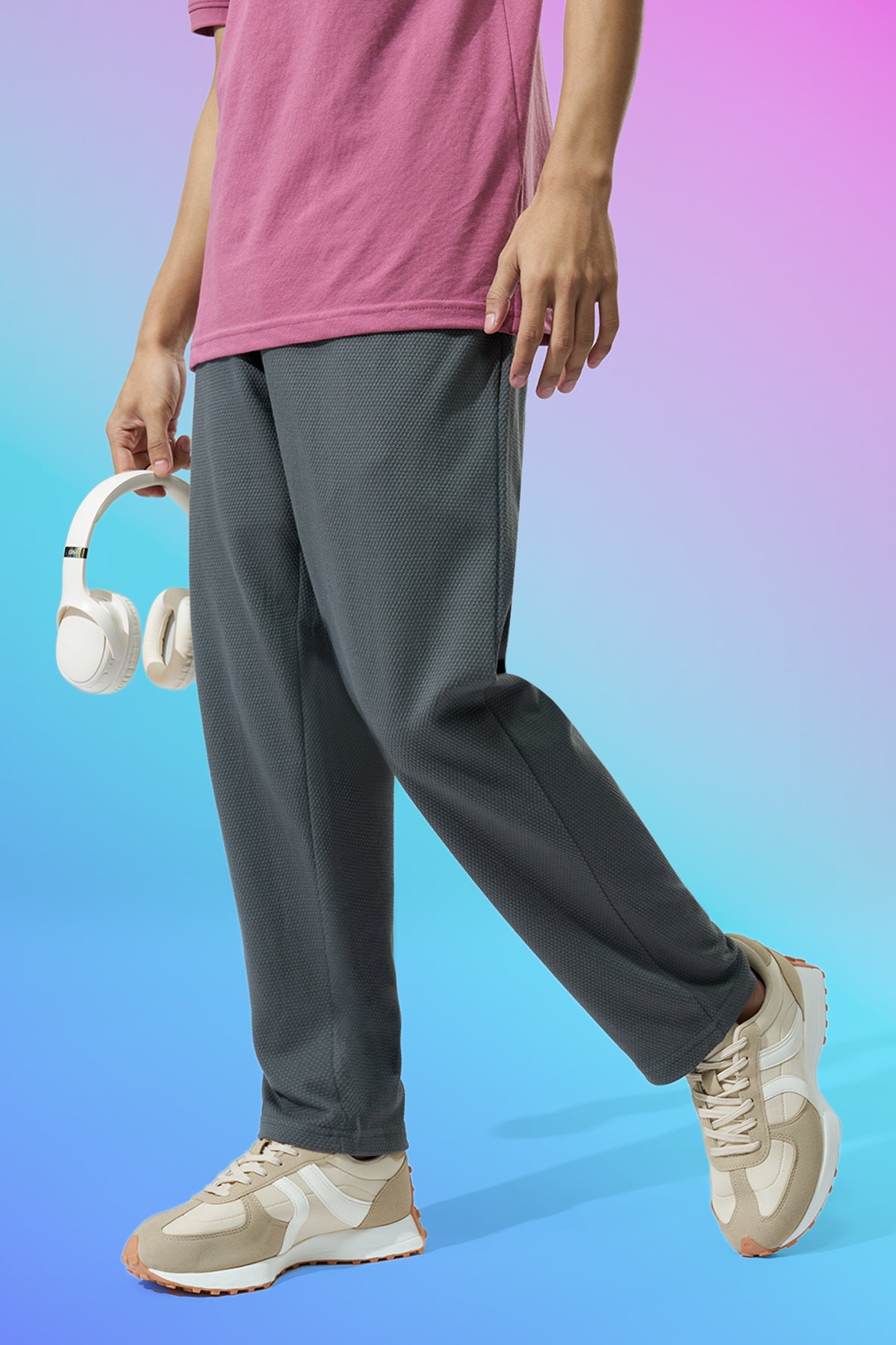 Charcoal Solid Regular Fit Joggers for Men - Image 1