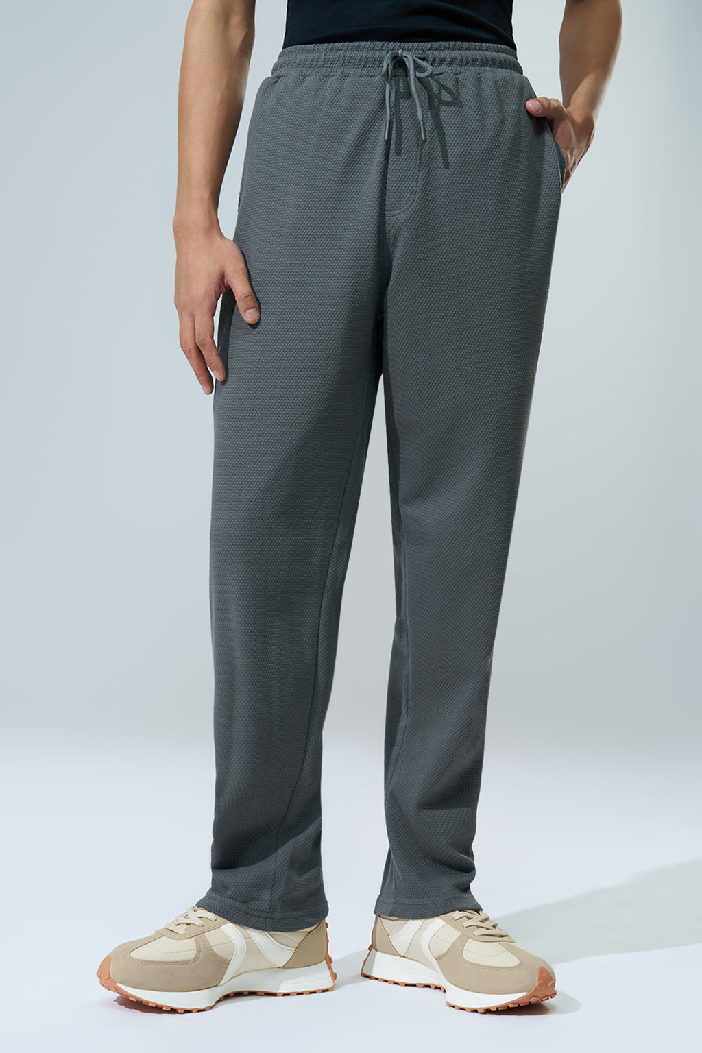 Charcoal Solid Regular Fit Joggers for Men - Image 2
