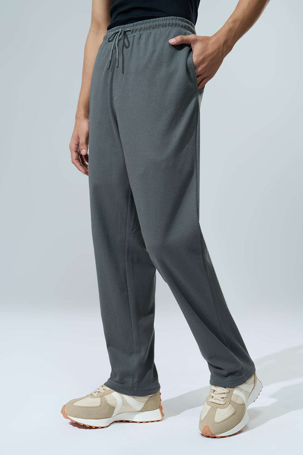 Charcoal Solid Regular Fit Joggers for Men - Image 4
