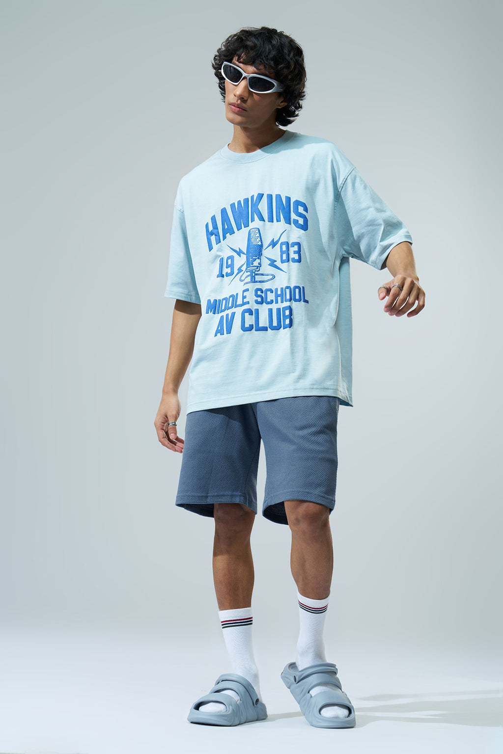 Blue Solid Regular Fit Shorts for Men - Image 6