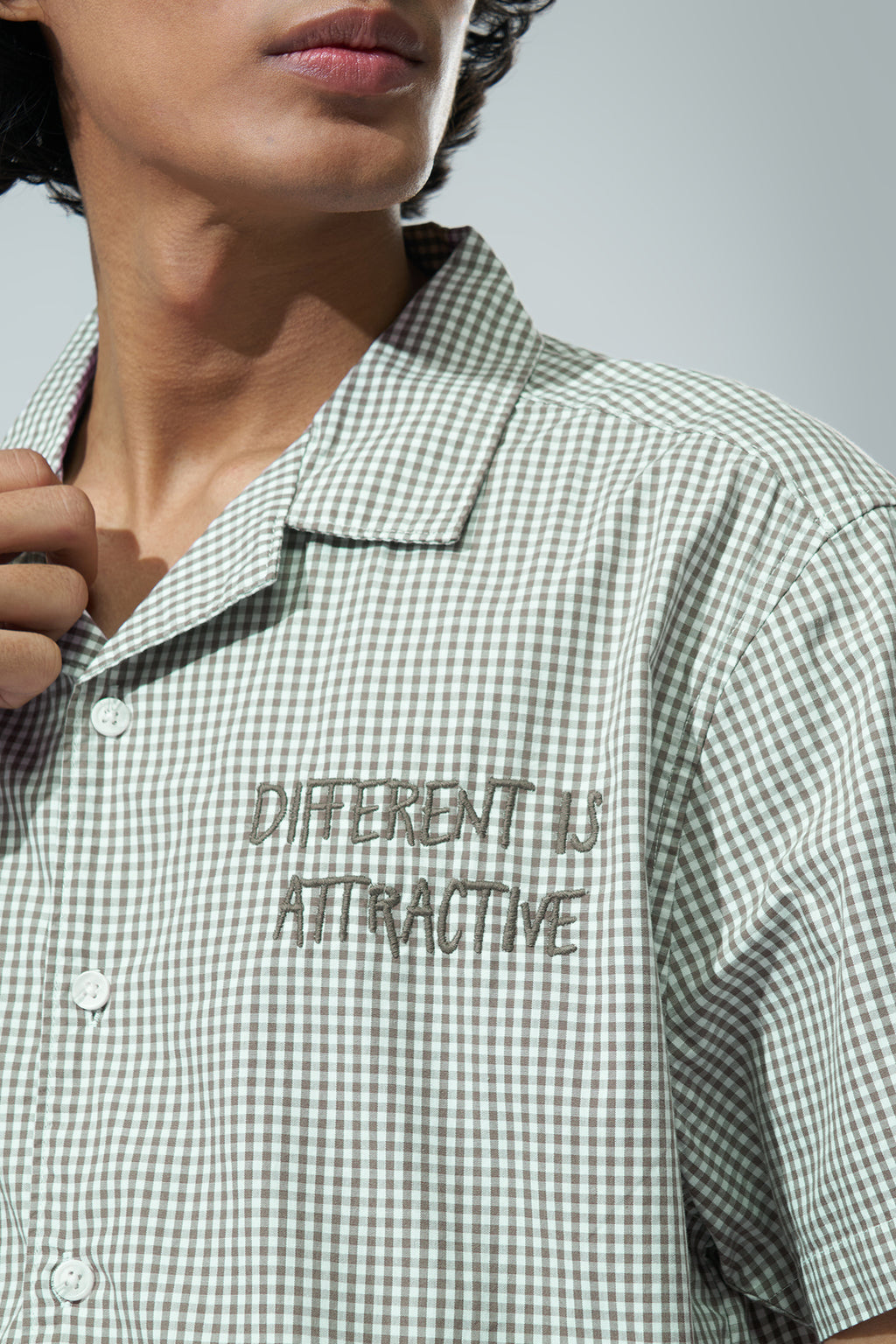 Olive Checked Boxy Fit Shirt for Men - Image 2