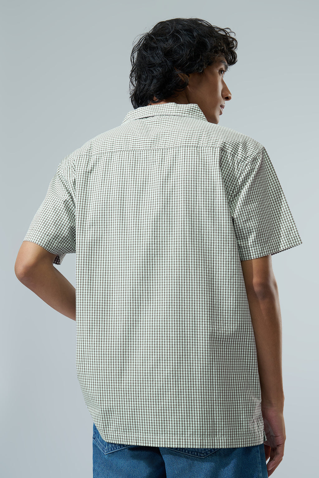Olive Checked Boxy Fit Shirt for Men - Image 5
