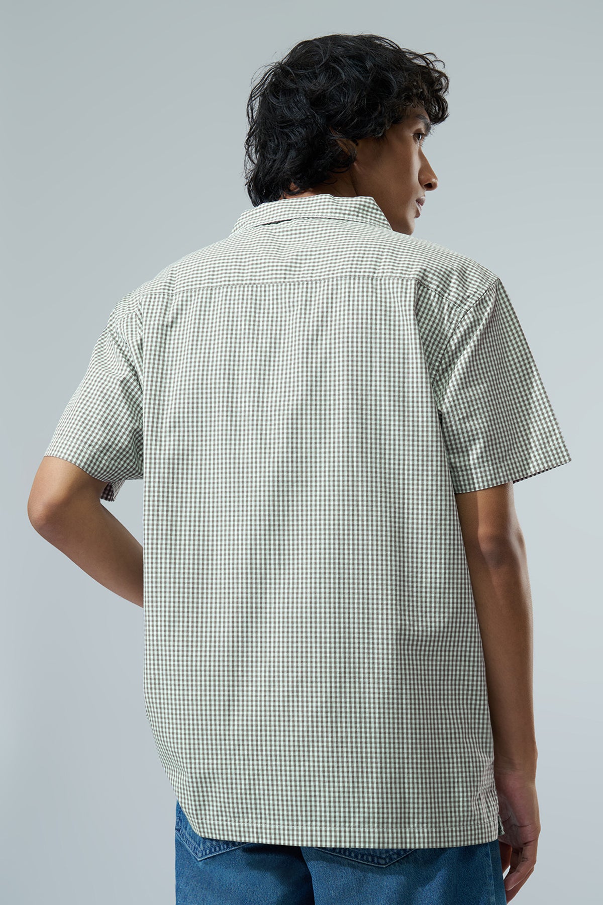 Olive Checked Boxy Fit Shirt for Men - Image 5