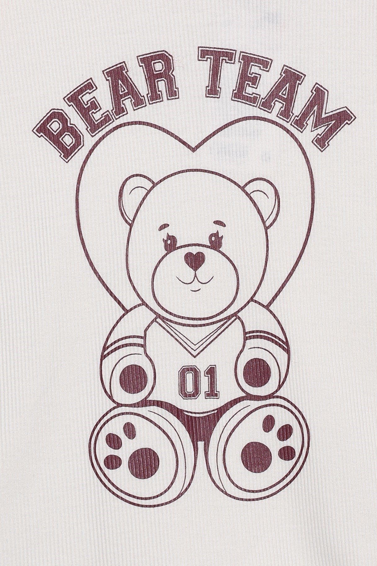 White Regular Fit Bear Printed T-Shirt for Girls - Image 3