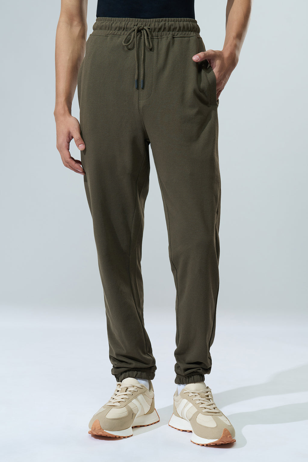 Olive Solid Regular Fit Joggers for Men - Image 3