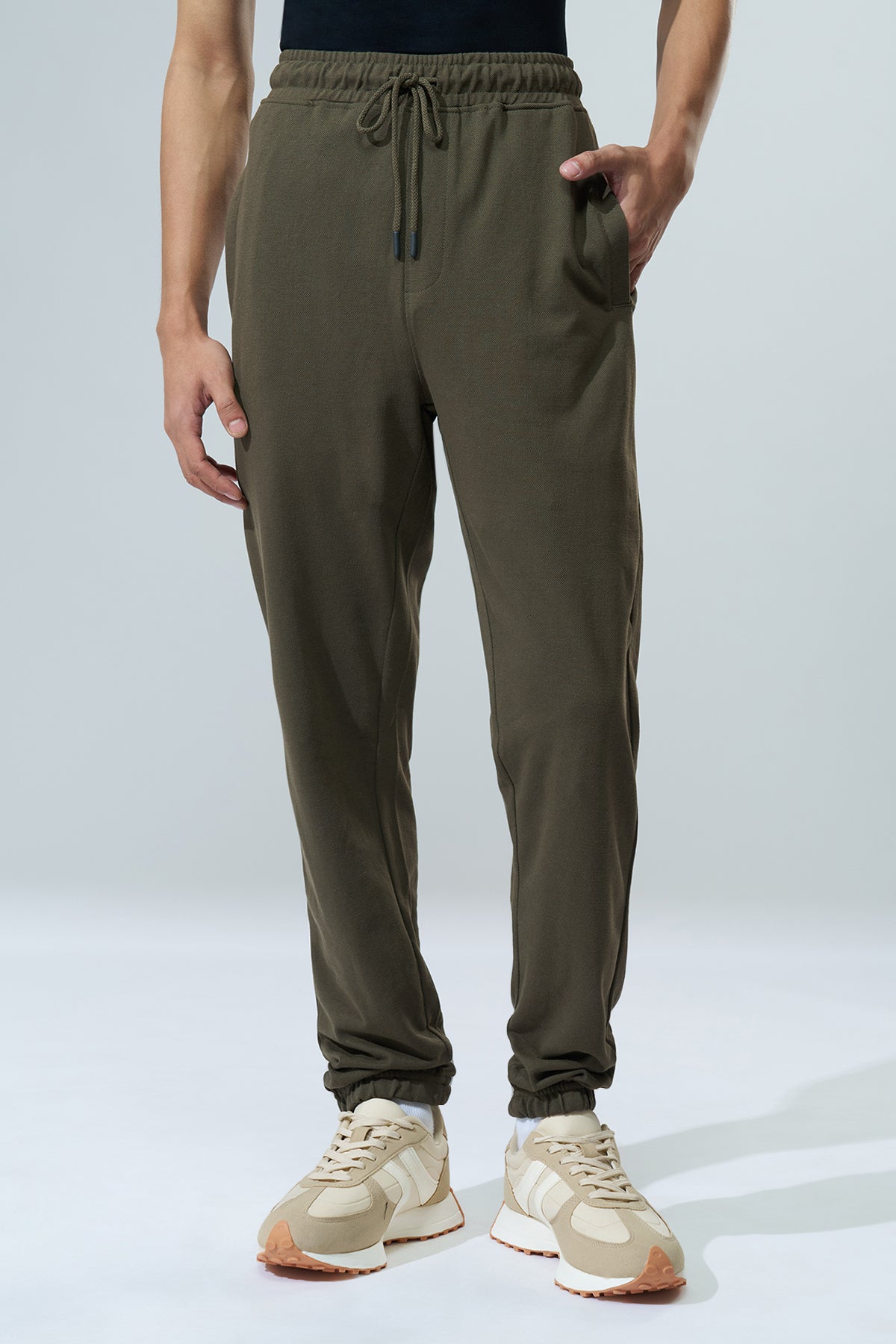 Olive Solid Regular Fit Joggers for Men - Image 3