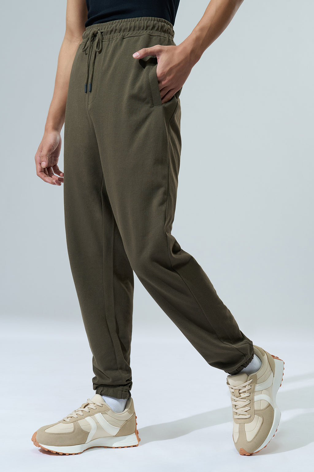 Olive Solid Regular Fit Joggers for Men - Image 4