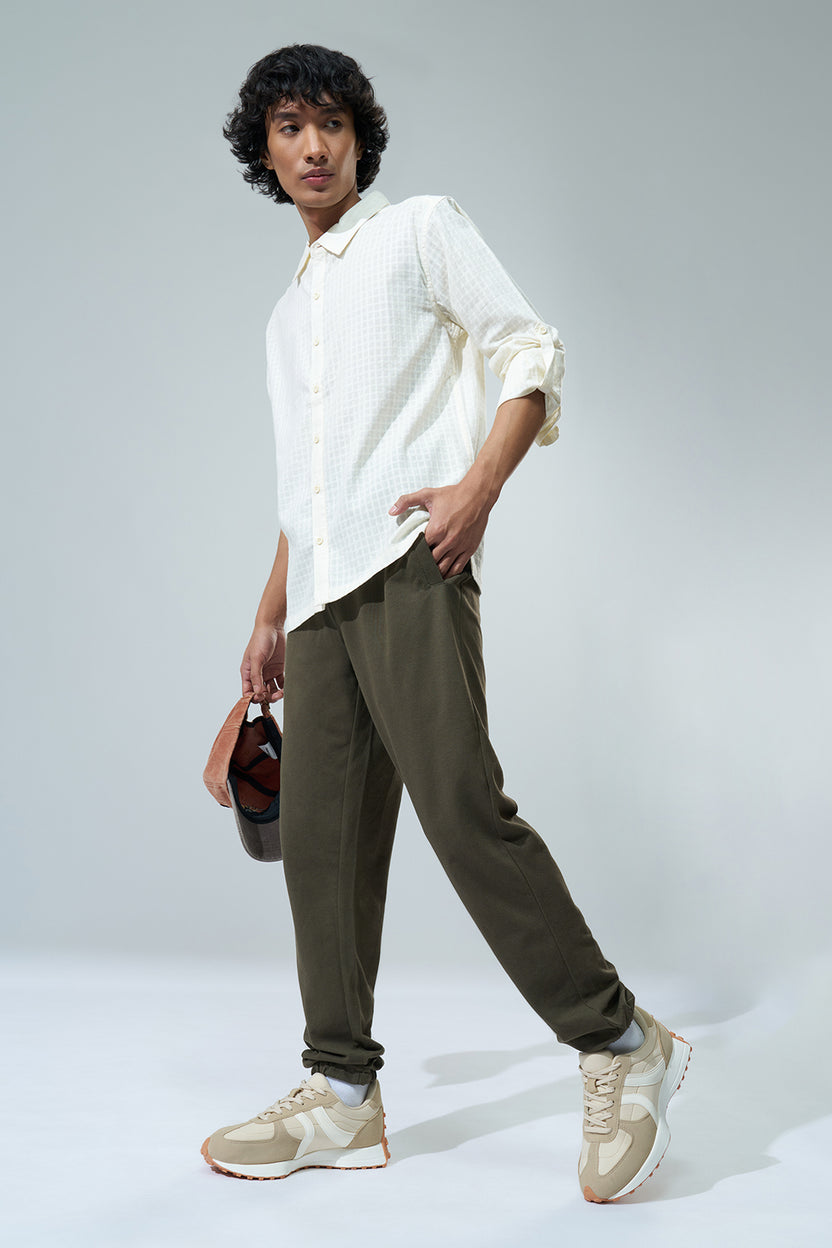 Olive Solid Regular Fit Joggers for Men - Image 6
