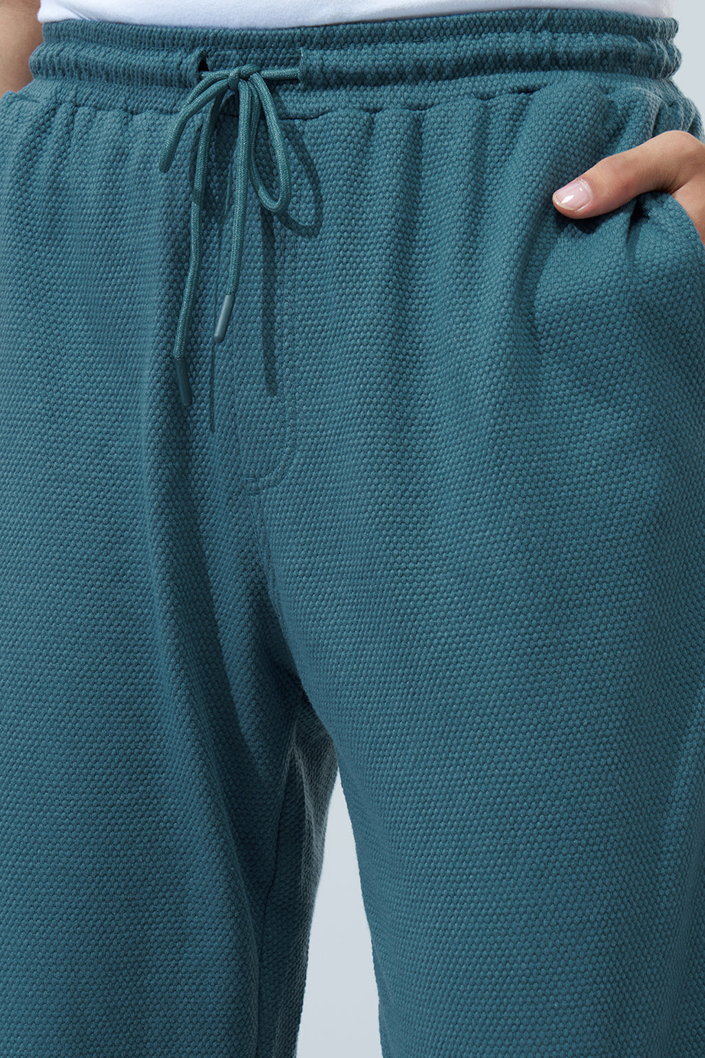 Teal Solid Regular Fit Joggers for Men - Image 3