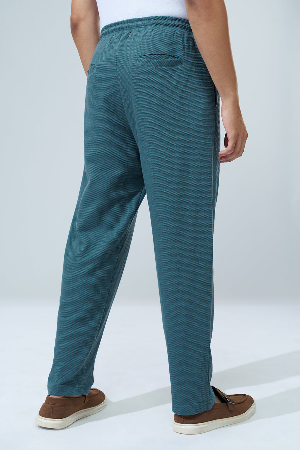 Teal Solid Regular Fit Joggers for Men - Image 5