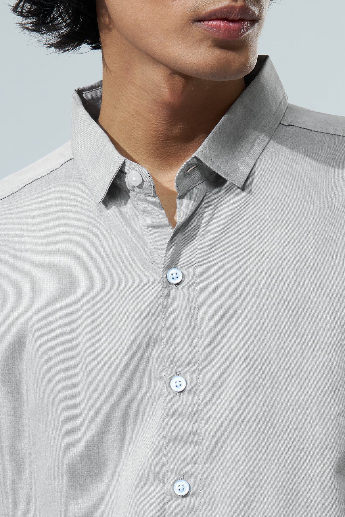 Grey Solid Regular Fit Casual Shirt for Men - Image 3