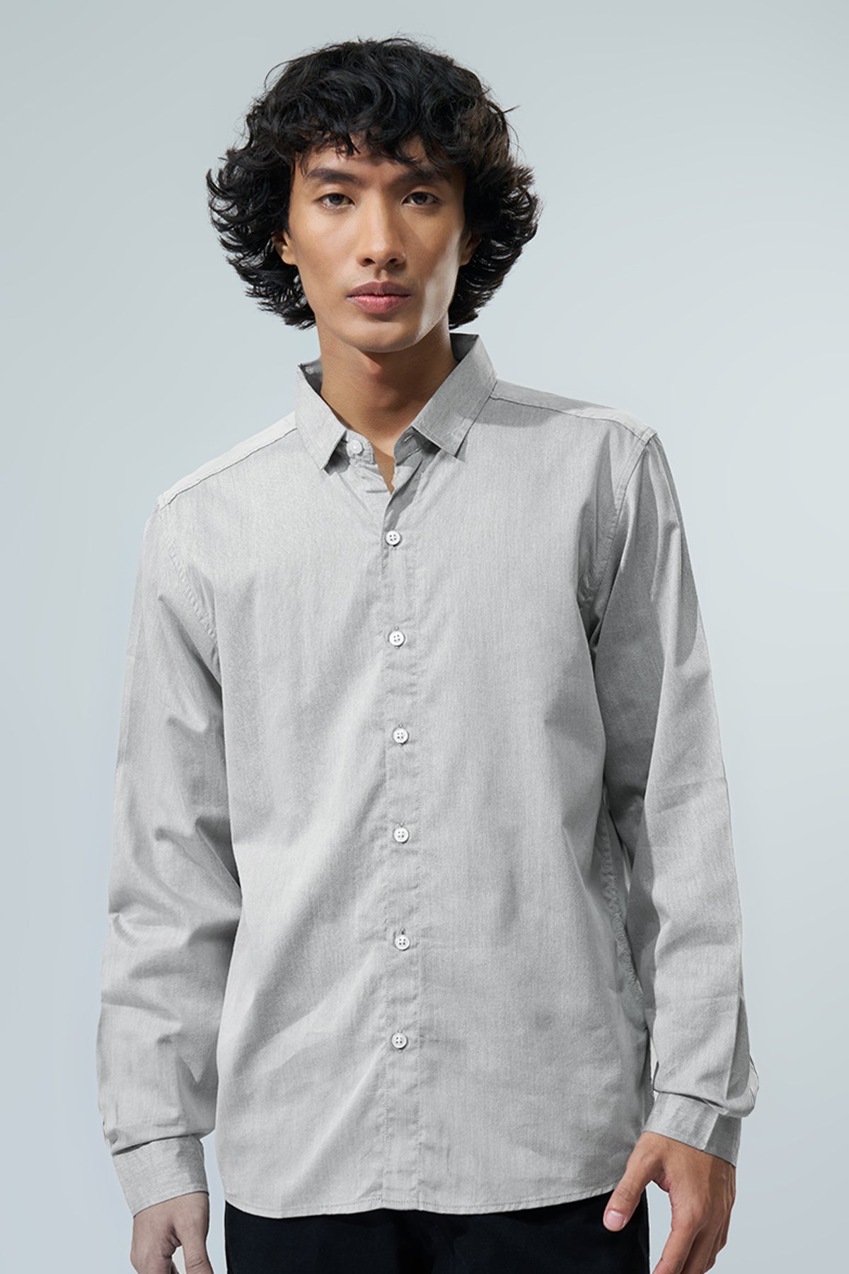 Grey Solid Regular Fit Casual Shirt for Men - Image 2