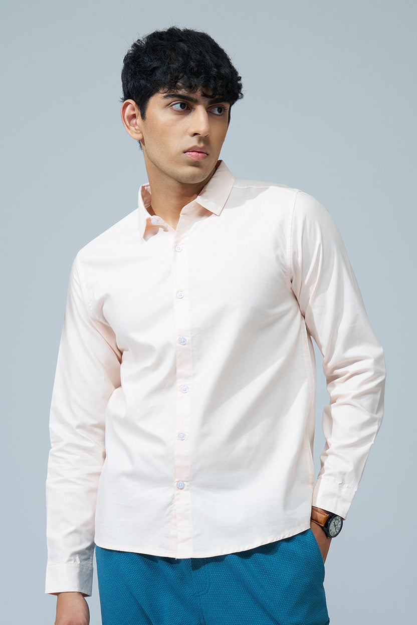 Pink Solid Regular Fit Shirt for Men - Image 2