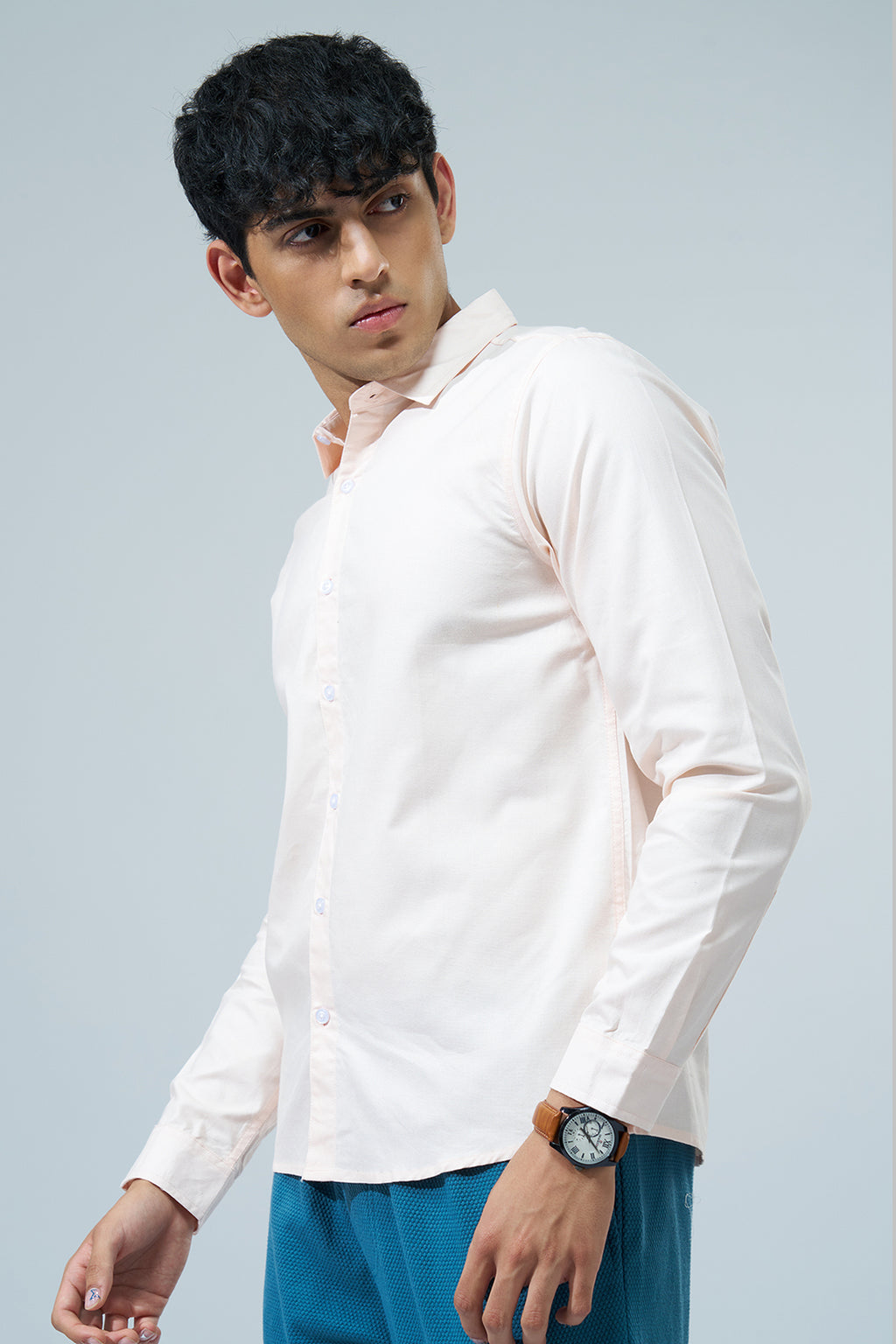 Pink Solid Regular Fit Shirt for Men - Image 4