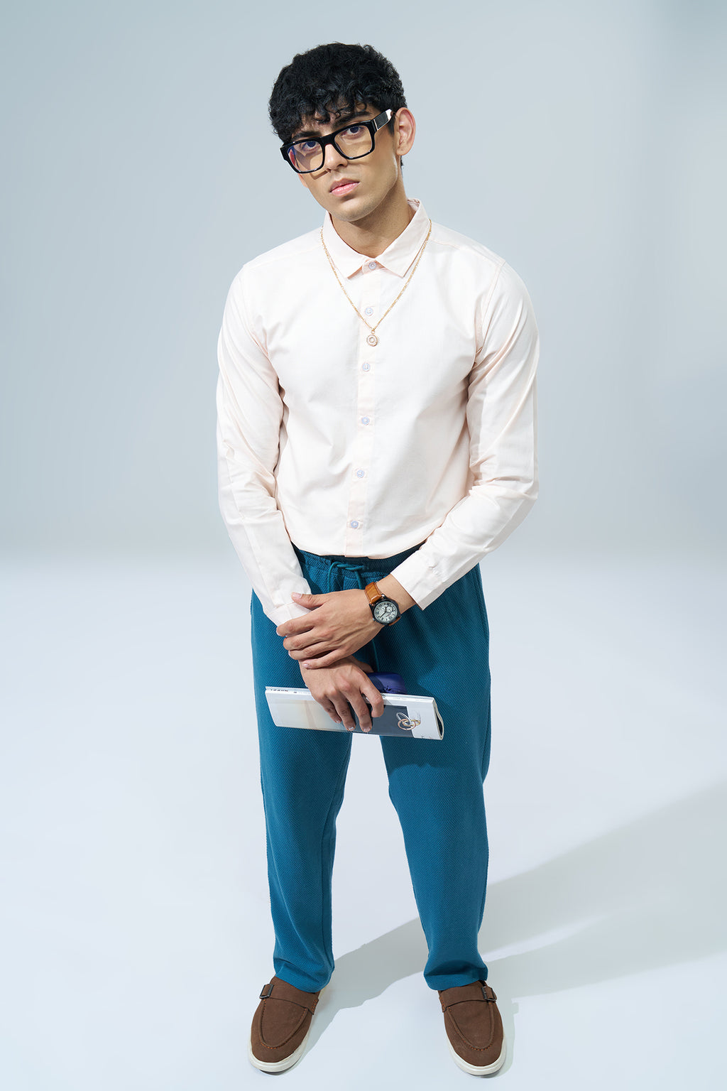 Pink Solid Regular Fit Shirt for Men - Image 6