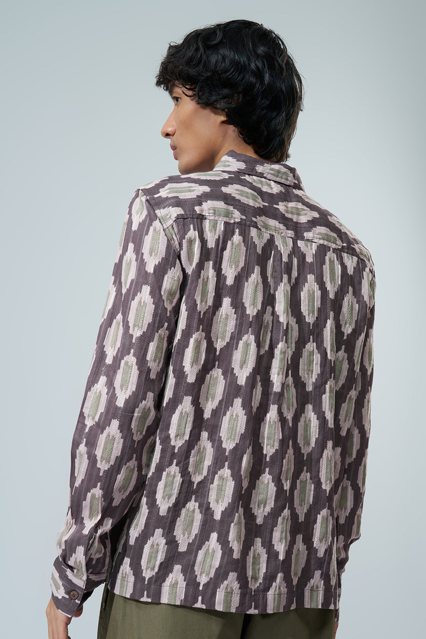 Brown Abstract Printed Regular Fit Casual Shirt for Men - Image 5
