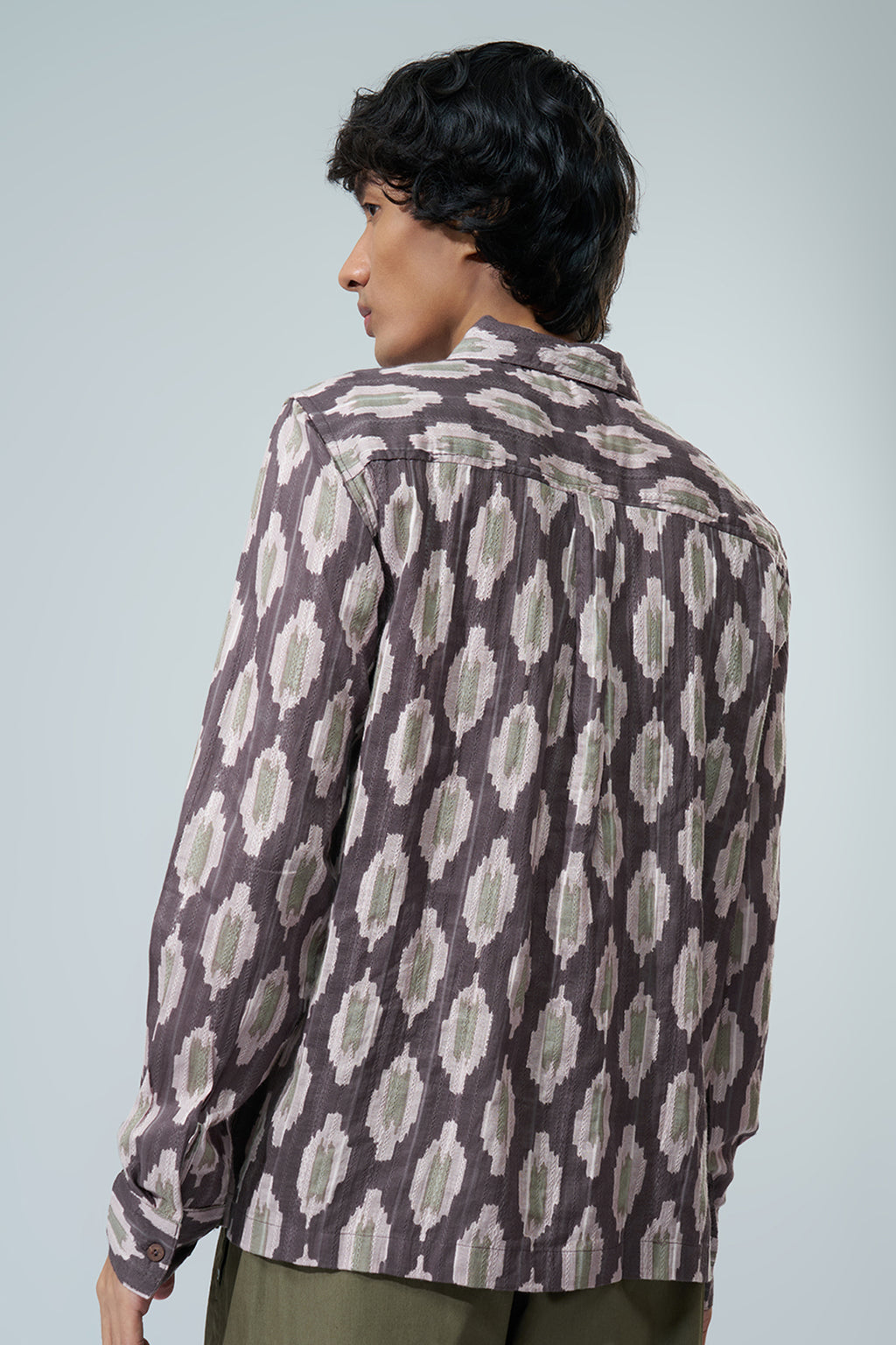 Brown Abstract Printed Regular Fit Casual Shirt for Men - Image 5