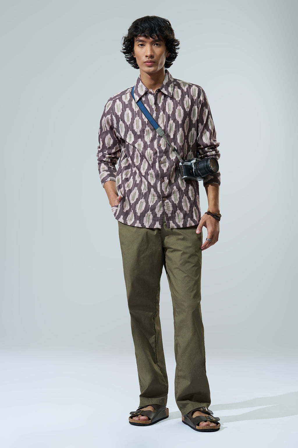 Brown Abstract Printed Regular Fit Casual Shirt for Men - Image 6