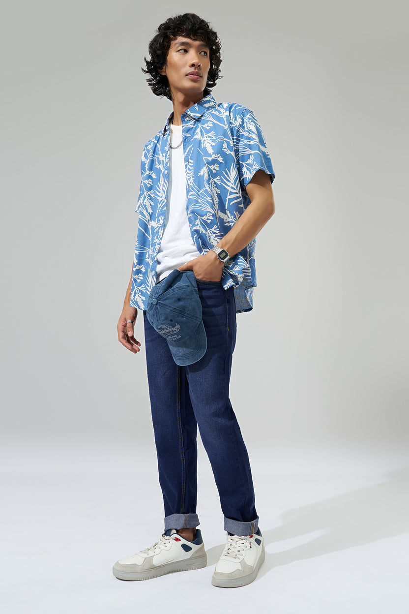 Dark Blue Washed Slim Fit Jeans For Men - Image 6