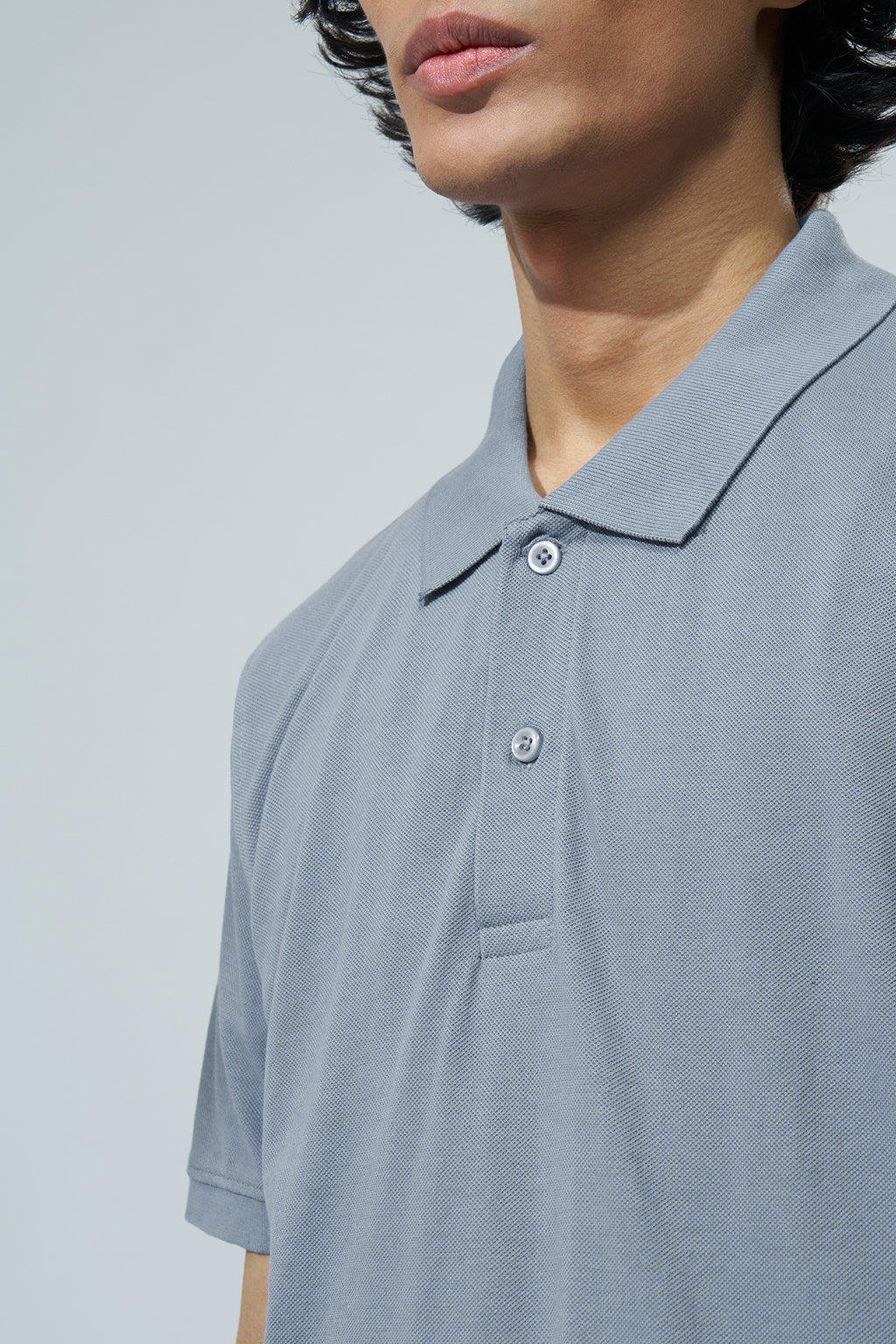 Blue Solid Regular Fit Polo T-Shirt for Men - Image 3