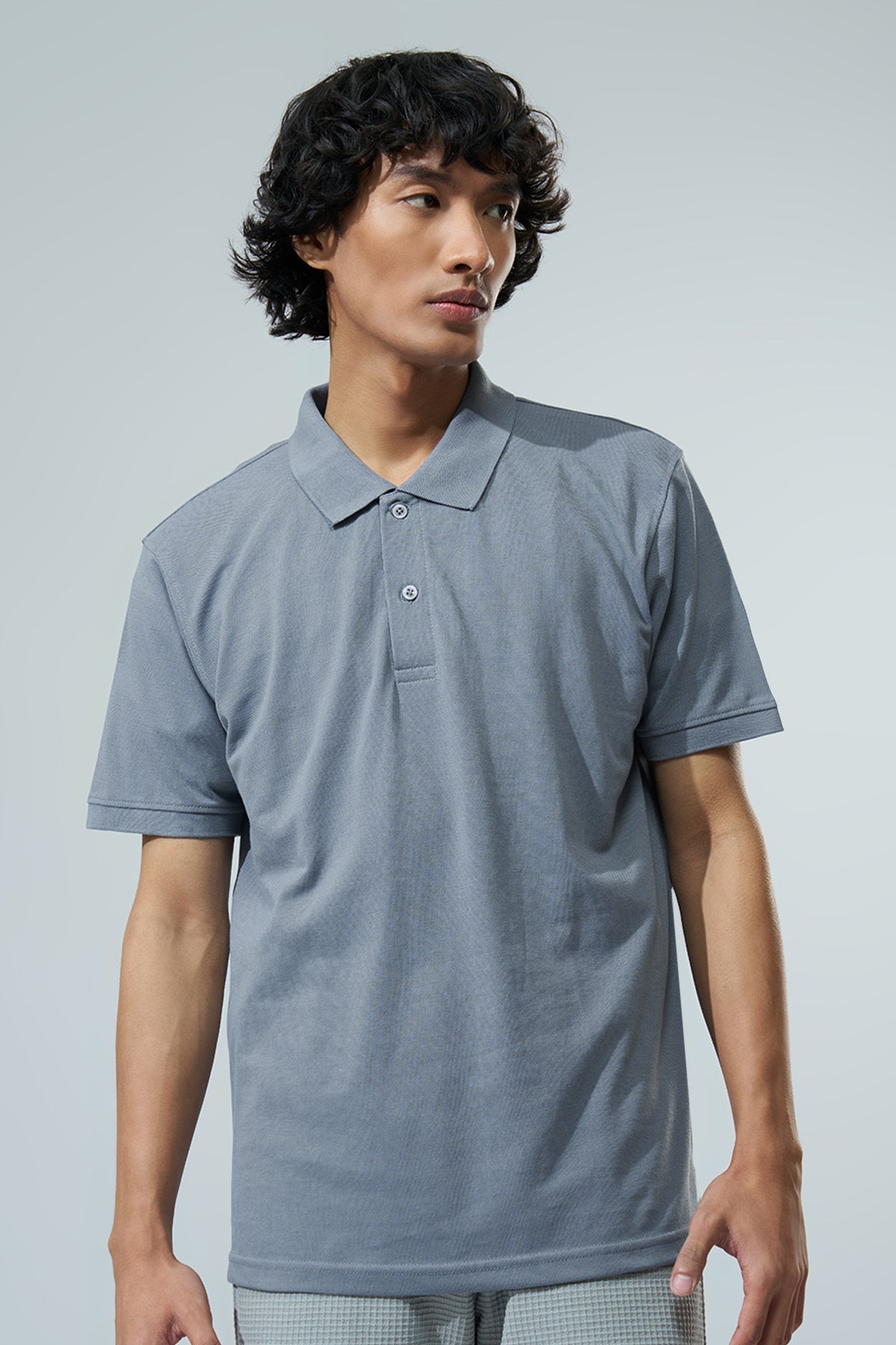 Blue Solid Regular Fit Polo T-Shirt for Men - Image 2