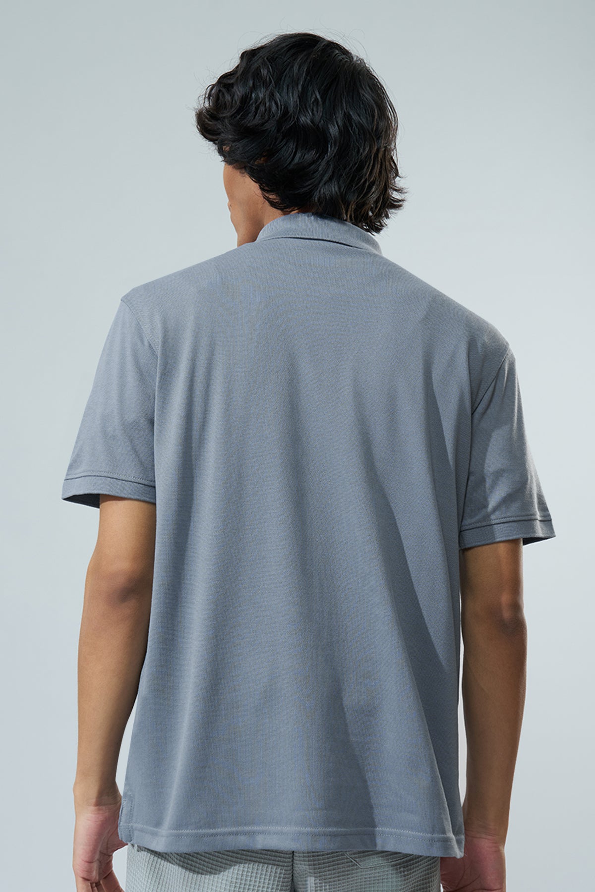 Blue Solid Regular Fit Polo T-Shirt for Men - Image 5