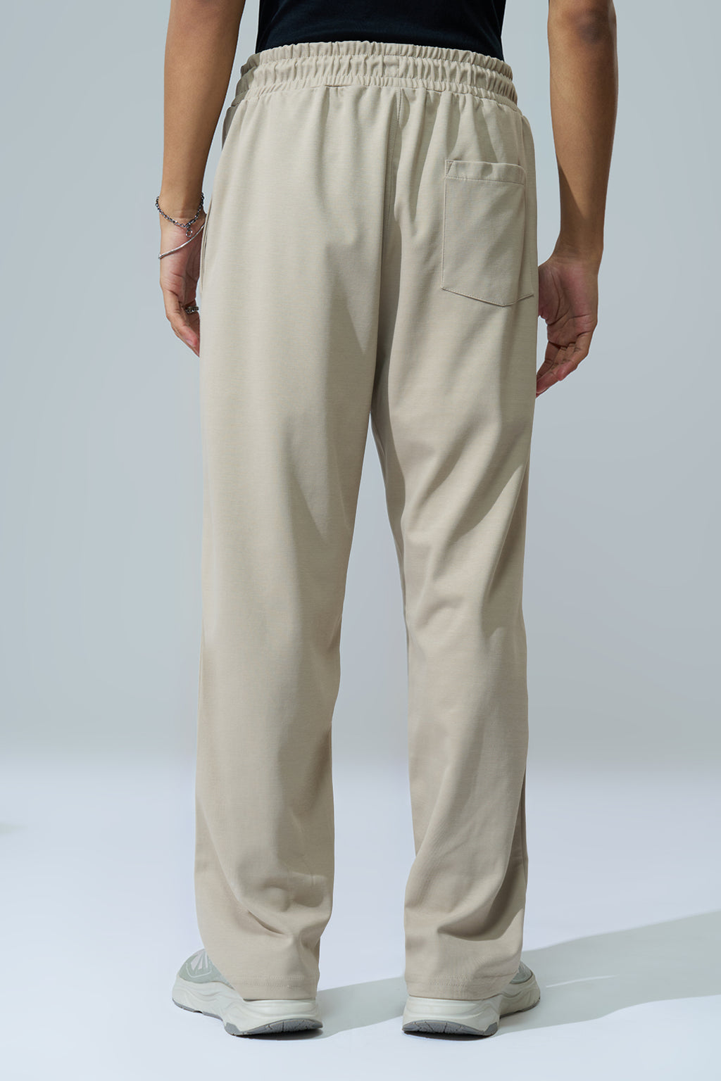 Beige Solid Regular Fit Joggers for Men - Image 5