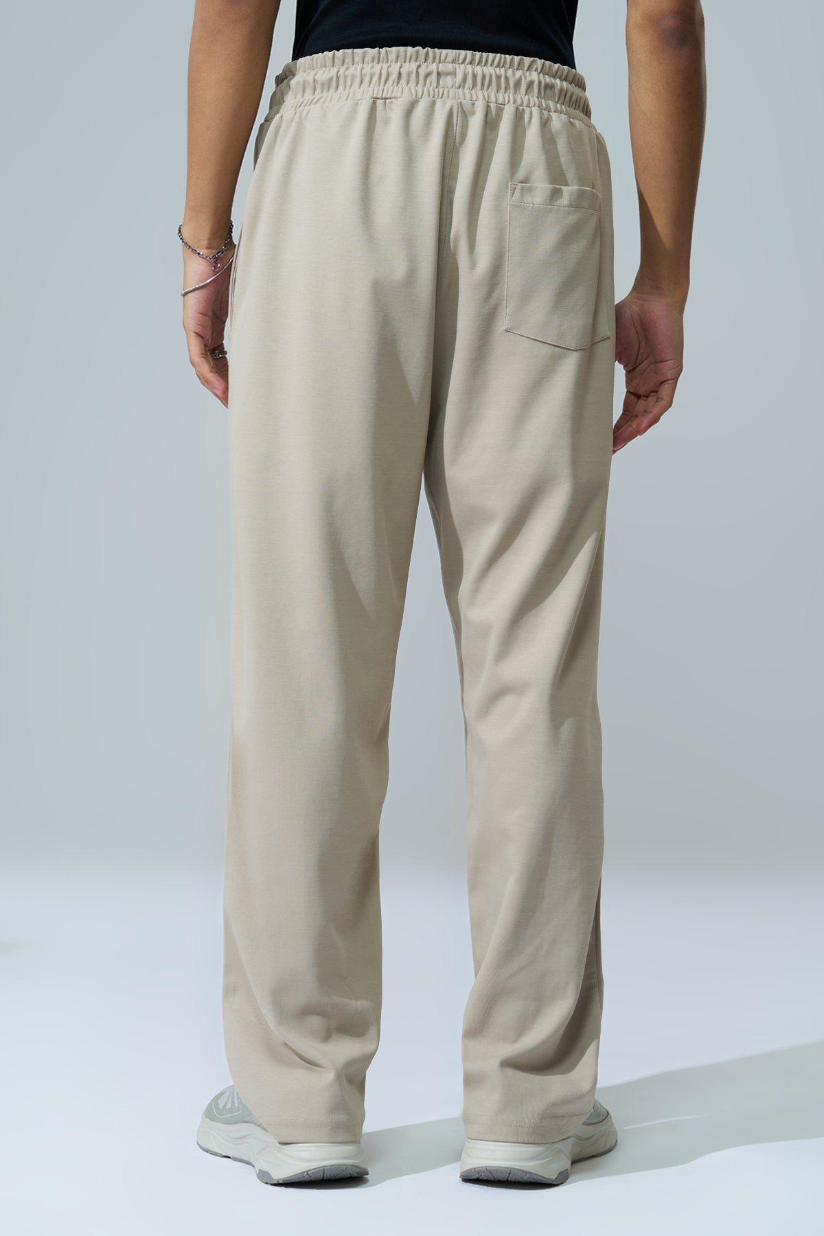 Beige Solid Regular Fit Joggers for Men - Image 5