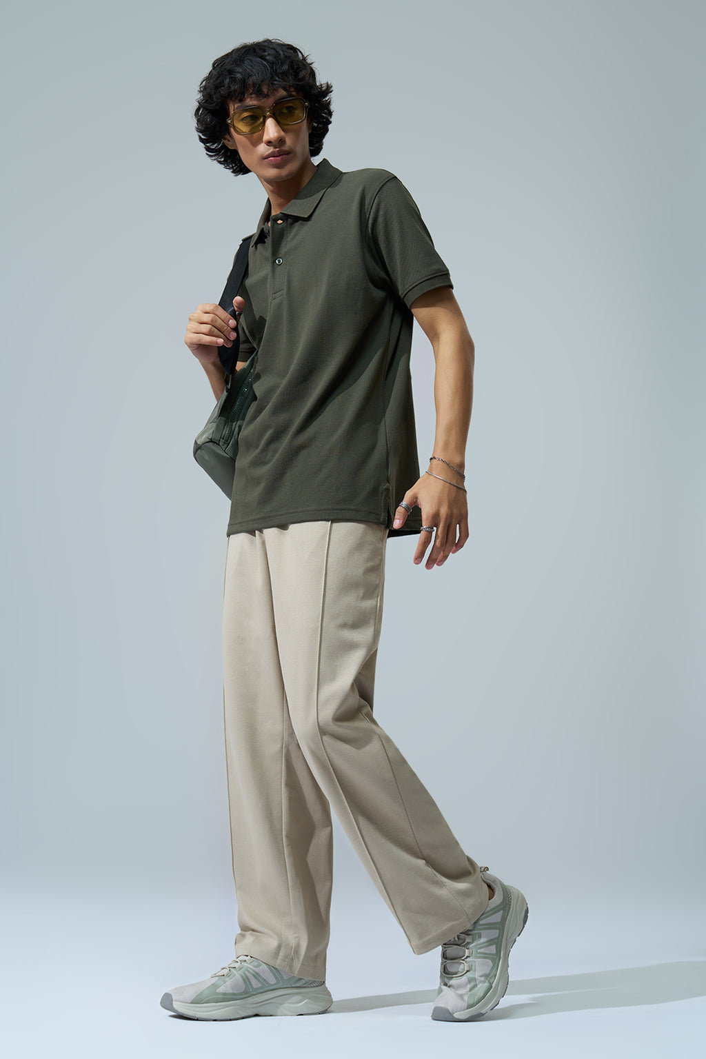 Beige Solid Regular Fit Joggers for Men - Image 6