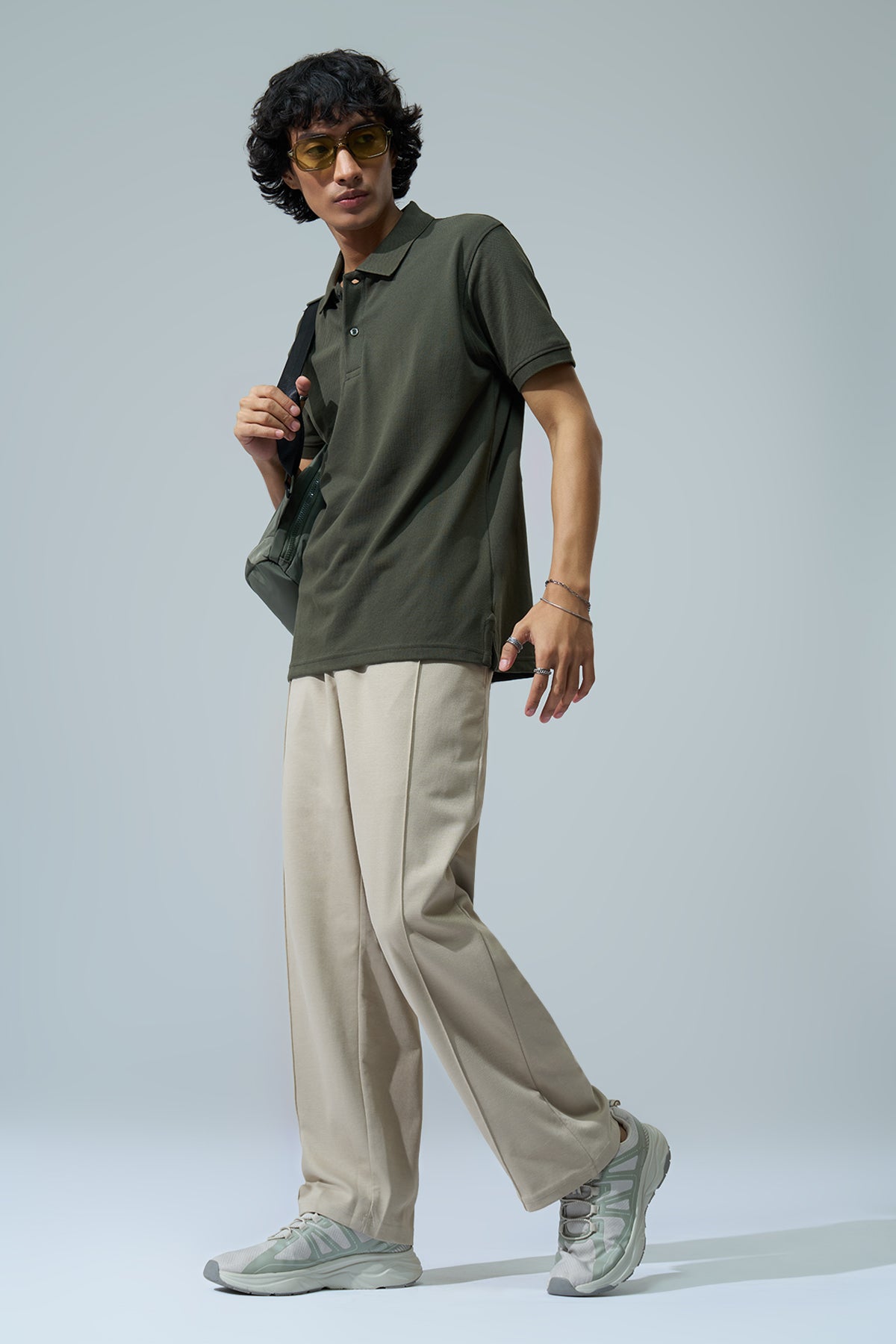 Beige Solid Regular Fit Joggers for Men - Image 6