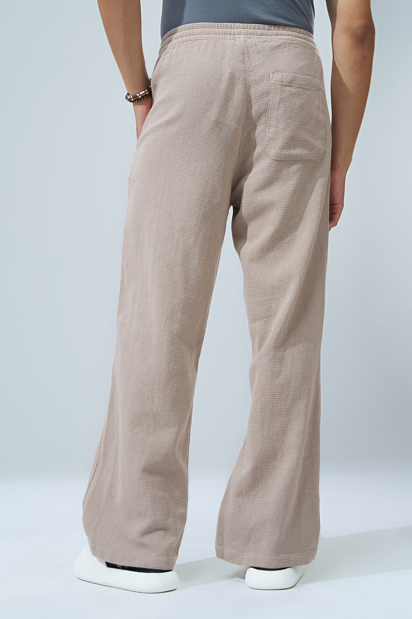 Beige Solid Regular Fit Trouser for Men - Image 5