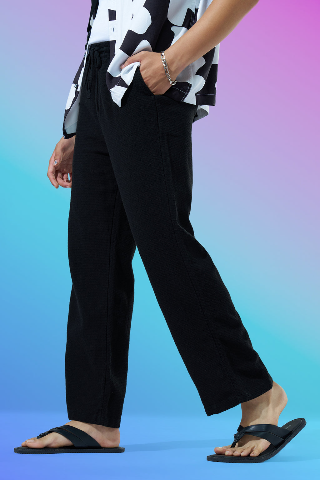 Black Regular Fit Track Pant for Men - Image 1